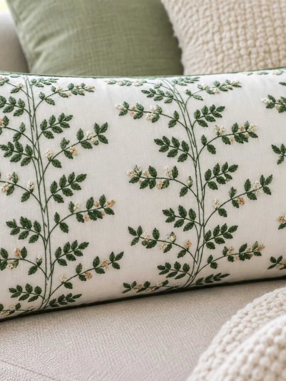 RIFLE PAPER CO. x THE COMPANY STORE Embroidered Vines Lumbar Pillow Cover